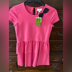 Kate Spade NWT Vibrant Pink Girls Dress with Black Bow